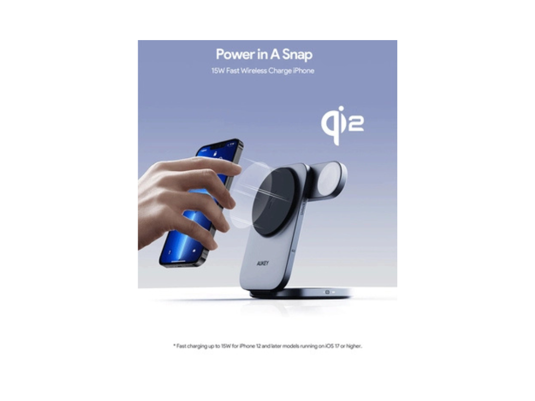 Buy Aukey MagFusion Z 3-in-1 15W Fast Wireless Charger LC-MC312-GY in Qatar Buy Aukey MagFusion Z 3-in-1 15W Fast Wireless Charger LC-MC312-GY in Qatar